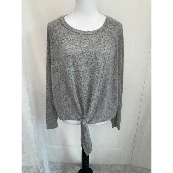Billabong Crewneck Tie front Gray Sweater Size Medium - Picture 1 of 5